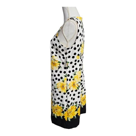 ALYX Polka Dot Floral Sheath Dress Size 10 White Yellow Black Casual Wear - Picture 4 of 12